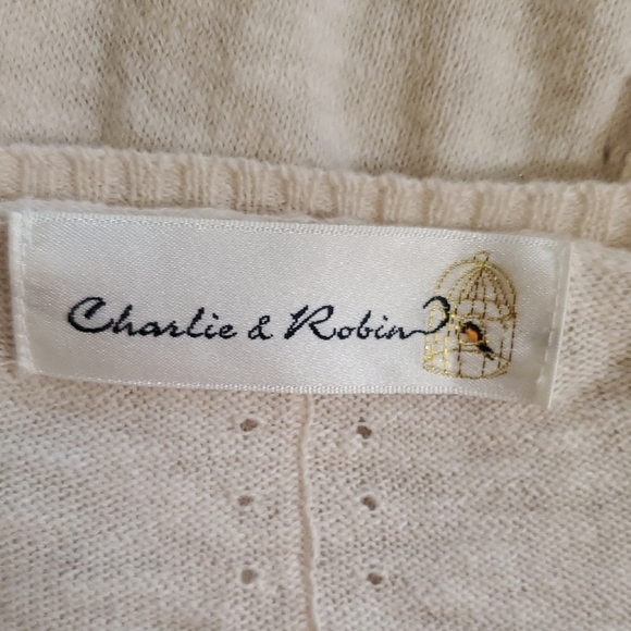 Anthropologie Charlie and Robin Beige Wool Cotton Alpaca Cardigan Size XL - Picture 10 of 15